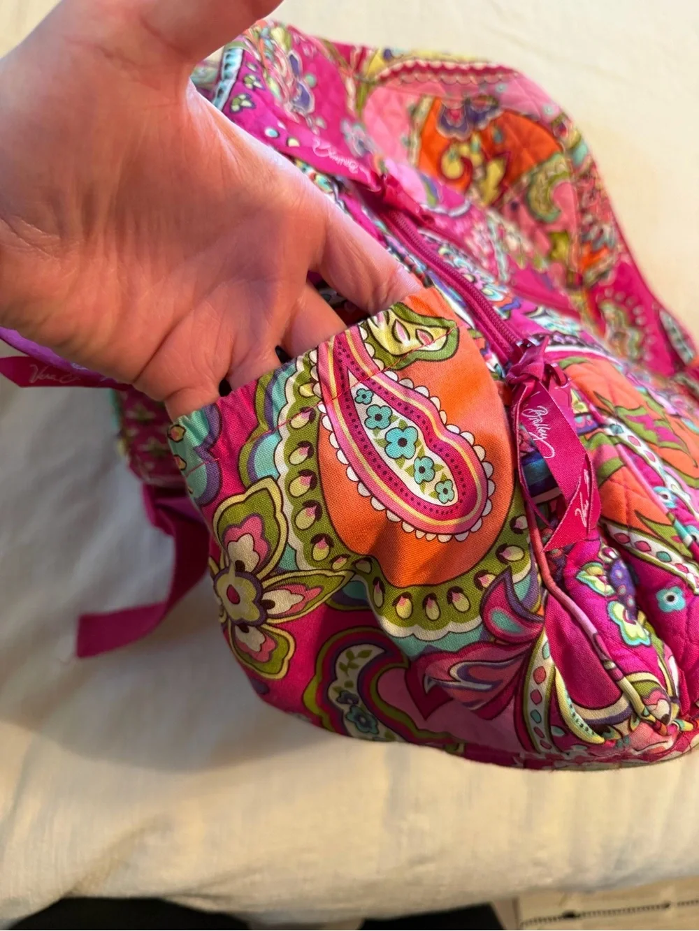 Vera Bradley Quilted Floral Paisley Backpack - Hot Pink & Orange
